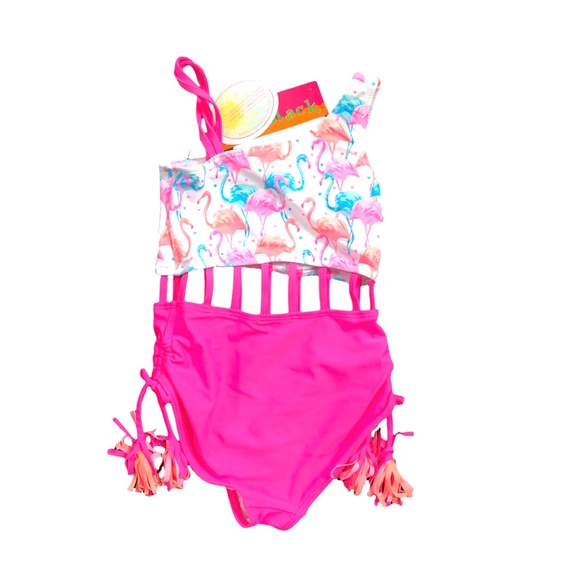 NWT Kate Mack Pink Flamingo One Piece Cutout Swimsuit 6 - Picture 4 of 6